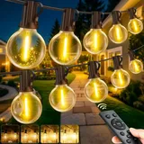 VEVICE Lichterkette Außen Strom mit Fernbedienung - 45M Outdoor Lichterketten G40 Glühbirnen Dimmbar IP44 Wetterfest Warmweiß Aussen Lichterkette für Garten Party Terrasse Balkon Hochzeit