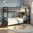 Interlink Etagenbett Lavius 90 x 200 cm Kiefer massivholz grau lackiert