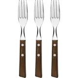 Tramontina Steakgabel Set Tradicional, 3 Stück, Naturholzgriffe, Rostfreier Edelstahl, Tafelgabeln, Ergonomisch