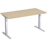 geramöbel Flex elektrisch höhenverstellbarer Schreibtisch ahorn rechteckig, T-Fuß-Gestell silber 160,0 x 80,0 cm