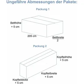yourhouse24 Boxspringbett Chester Plus (Bonell-Matratze und Topperr), mit zwei Bettkästen (Farbe: Monolith 97, Größe: 180x200 cm) - Dunkelgrau