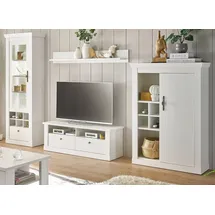 furn.design Wohnwand Fiastra, (Schrankwand in Pinie weiß Landhaus, 4-teilig, 325 x 201 cm), Metallgriffe, Soft-Close-Funktion weiß