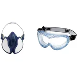 3M Atemschutz-Maske 4251+, A1P2, Halbmaske für Farbspritzarbeiten, 1 Maske & Vollsichtschutzbrille Fahrenheit FheitAF – Schutzbrille mit AS, AF & UV Beschichtung