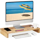 Relaxdays Monitorständer Bambus 8,5 cm x 60 cm x 30 cm natur