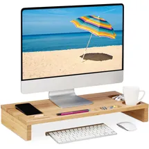 Relaxdays Monitorständer Bambus 8,5 cm x 60 cm x 30 cm natur