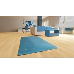 Wollteppich MORGENLAND "Asteria - Gabbeh Teppich - Indus", blau, B:200cm H:1,8mm L:300cm, Schurwolle, Teppiche, handgeknüpft