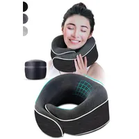 AIRTH® 360° Memory-Foam Reise-Nackenkissen mit smartem Klettverschluss - Ergonomisch stützendes Nackenhörnchen mit waschbarem Bezug für ultimativen Komfort und Entspannung