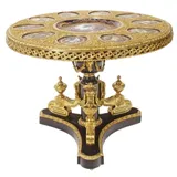 Casa Padrino Barock Esstisch Dunkelbraun / Mehrfarbig / Gold - Prunkvoller Massivholz Esszimmertisch im Barockstil - Barock Esszimmer Möbel - Edel... - Braun