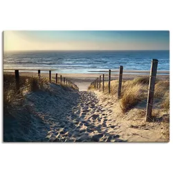 Wandbild ARTLAND "Weg zum Nordseestrand Sonnenuntergang", beige (farbe bild(er): naturfarben), B:120cm H:80cm, Bilder, als Alubild, Outdoorbild, Leinwandbild, Poster, Wandaufkleber