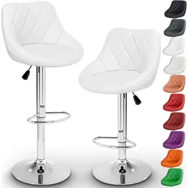 TRESKO 2er Set Barhocker Barstuhl 360° Frei Drehbar Sitzhöhenverstellung 60-80cm - Weiß