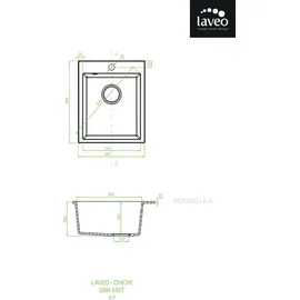 Laveo CHICHI 1 Becken rechts Einbauspüle grau 390 x 480 mm Handbetätigung