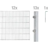 GAH Alberts Alberts Doppelstabmattenzaun-Komplettset | feuerverzinkt | Höhe 80 cm Länge 24 m | Hellgrau