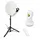 PremiumX mobile Camping SAT Anlage 45cm Hellgrau Satelliten-Schüssel Antenne Single LNB 4K Dreibein-Stativ