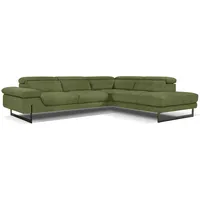 Ecksofa EGOITALIANO "Queenie, extravagantes Sofa mit erstklassigem Sitzkomfort" Sofas Gr. B/H/T: 284cm x 95cm x 108cm, Luxus-Microfaser BLUSH, Ottomane rechts, grün (kiwi) mit verstellbarer Armlehne und Kopfteilen für Wohlfühlkomfort