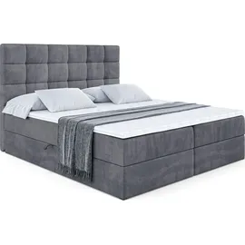 altdecor Boxbett, mit H3-Matratze und Lattenrost - BRUGO - 160x200 Dunkelgrau