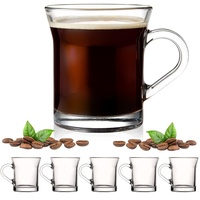PLATINUX Latte-Macchiato-Glas Kaffeegläser mit Henkel, Glas, 220ml (max.280ml) Teegläser groß Glastassen spülmaschinenfest weiß