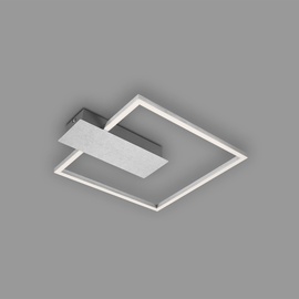 Briloner LED Deckenleuchte dimmbar in 3 Stufen, Memoryfunktion, warmweiße Lichtfarbe, LED Deckenlampe eckig, aluminiumfarbig, 375x320 mm