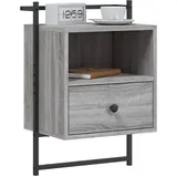 vidaXL Wand-Nachttisch Grau Sonoma 40x30x61 cm Holzwerkstoff