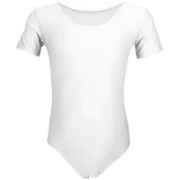 Aquarti Mädchen Kurzarm Ballettanzug Einfarbig, Farbe: Weiß, Größe: 134