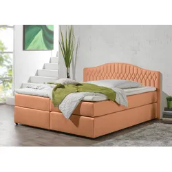 Boxspringbett MAINTAL, orange (terra), Liegefläche B/L: 160cm x 200cm, H3, Bonnell-Federkernmatratze, Seitliche Einfassung Unterbox und Obermatratze: Mikrovelours (100% Polyester), Spiegelfläche der Unterbox und Obermatratze: 100% Polyester, Komplettbetten, in diversen Ausführungen