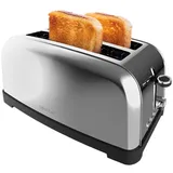 CECOTEC Vertikaler Toaster Toastin' time 1500 Inox Lite, 1500 W, 4 Scheiben Brot, 3,8 cm breiter Schlitz, Brötchenaufsatz und Krümelschublade, Edelstahl