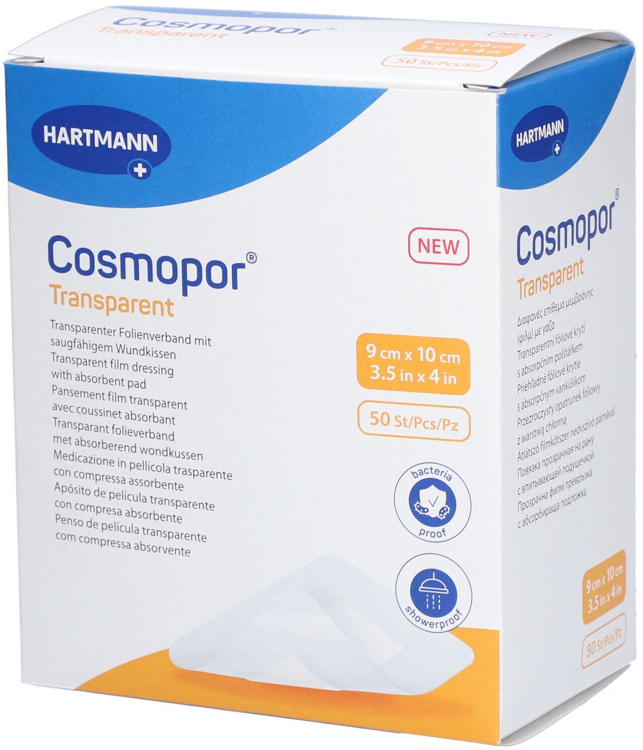 Hartmann Cosmopor® Transparent Transparenter Verband mit Kompresse 9 x 10 cm