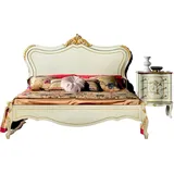 Xlmoebel Schlafzimmer-Set Luxuriöses italienisches Bett mit Holzkopfteil und Nachttischen, (1-tlg., Bett+2x Nachttische), Hergestellt in Italy weiß