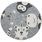 Paco Home Kinderteppich Kinderzimmer Outdoorteppich Rund Spielteppich Modern Tiere Grau, 200 cm Rund