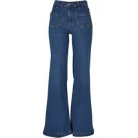 URBAN CLASSICS Ladies Vintage Flared Denim Pants in blau Größe 27