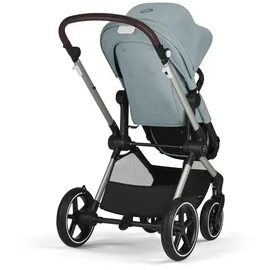 Cybex EOS Lux Kinderwagen 2-in-1, Kinderwagen), Cybex Kinderwagen Gestell: Taupe, Farbe: Stormy Blue