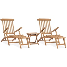 vidaXL Garten-Liegestühle mit Fußstützen und Tisch Teak