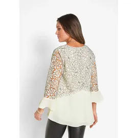 bonprix Tunika BONPRIX, Damen, Gr. 44, wollweiß, rauchgrau, Web, Obermaterial: 100% Polyester.