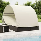 Festnight Poly Rattan Doppelliege Sonnenliege für 2 Personen mit Dach Gartenliege 2 Personen Doppelliege Outdoor Doppelliege Outdoor 2 Personen mit Dach Sonnenbett Loungebett