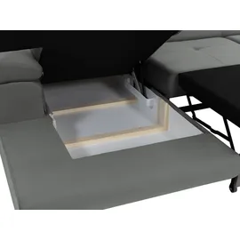 Mirjan24 Ecksofa Torezio Mini Cord, mit Bettkasten und Schlaffunktion, Einstellbare Kopfstützen, 280x170x70-90 cm (Farbe: Poso 1... - Weiß