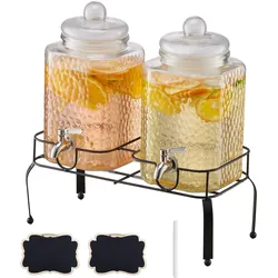 VEVOR Getränkespender 2X5,5L Saftspender mit Zapfhahn für Partys Bars Glas