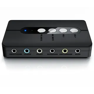 CSL - USB 7.1 Soundkarte extern - 7.1 Surround Sound – Stereo Audio Adapter - Lautstärkeregelung - Anschluss für Kopfhörer, Mikrofon - Mikrofonstummschaltung - für PC - Windows 10 11