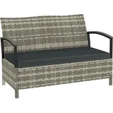 Outsunny Gartenbank mit Stauraum 2-Sitzer Sitzbank mit Kissen Haltegriffen 125L Aufbewahrungsbank Aufbewahrungsbox Bank für Flur Schlafzimmer Wohnzimmer Poly Rattan 123 x 70 x 82 cm Dunkelgrau