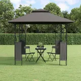 Verderoom Pergola Pavillon 3x3m Wasserdicht Stabil Winterfest Gartenpavillon Metall mit Doppeldach Gartenzelt Partyzelt Gartenpavillon für Strand Hochzeit Camping Anthrazit 300x300x270 cm Stahl-