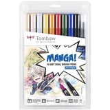 Tombow ABT-10C-MANGA1 Fasermaler, Dual Brush Pen mit zwei Spitzen, 10-er Manga Set Shonen