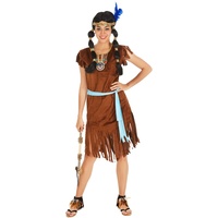 dressforfun Frauenkostüm Indianerin | Kleid + Gürtel | Indianer Cowboy Verkleidung (XL | Nr. 300624)