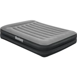 Bestway TriTech Doppelluftbett, Polyester/Viskose-Faser/PVC, 203x152x46 cm, mit antimikrobieller Oberfläche & integrierter Elektropumpe, grau/schwarz