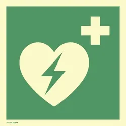 Automatisierter externer Defibrillator ISO 7010,Folie,nachl.,160-mcd, 148x148 mm