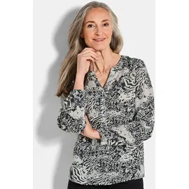 GOLDNER Florale Druckbluse mit V-Ausschnitt schwarz 23