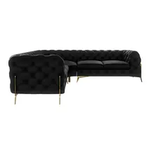 S-Style Chesterfield Ecksofa Natalie ¦ schwarz ¦ Maße (cm): B: 264 H: 75