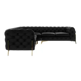 S-Style Chesterfield Ecksofa Natalie ¦ schwarz ¦ Maße (cm): B: 264 H: 75