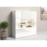 INOSIGN Highboard »Real,Highboard,Kommode,Schrank mit 3 Türen,komplett hochglanz lackiert«, mit 3 Türen, davon 2 aus Glas, mit einer großen Glasablage, Höhe 121, weiß
