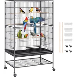 VEVOR Vogelvoliere 79x51x132cm Vogelkäfig aus Q195-Kohlenstoffstahl Vogelhaus Geeignet für 2-3 mittelgroße bis große Vögel Voliere mit Schloss Vogelheim Vogelbauer