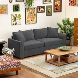 Homcom 3-Sitzer-Sofa Cordbezug Dunkelgrau