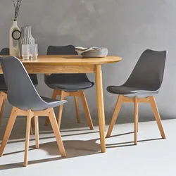4er Set Skandinavische Stühle Nils, Grau, Beine aus Buchenholz, 1 Sitzplatz
