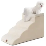 EHEYCIGA Hundetreppe für Kleine Hunde 45 cm Hoch, 4 Stufen, Beige